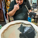 John Higgins at work in his studio 2018
